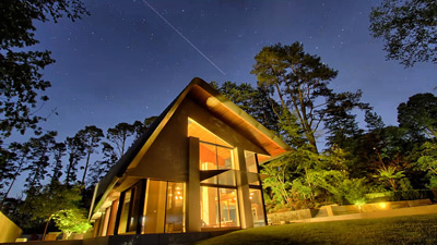 Completed Pirramimma residence illuminated at night