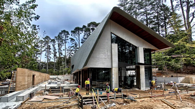 Concrete pour underway outside the Pirramimma residence
