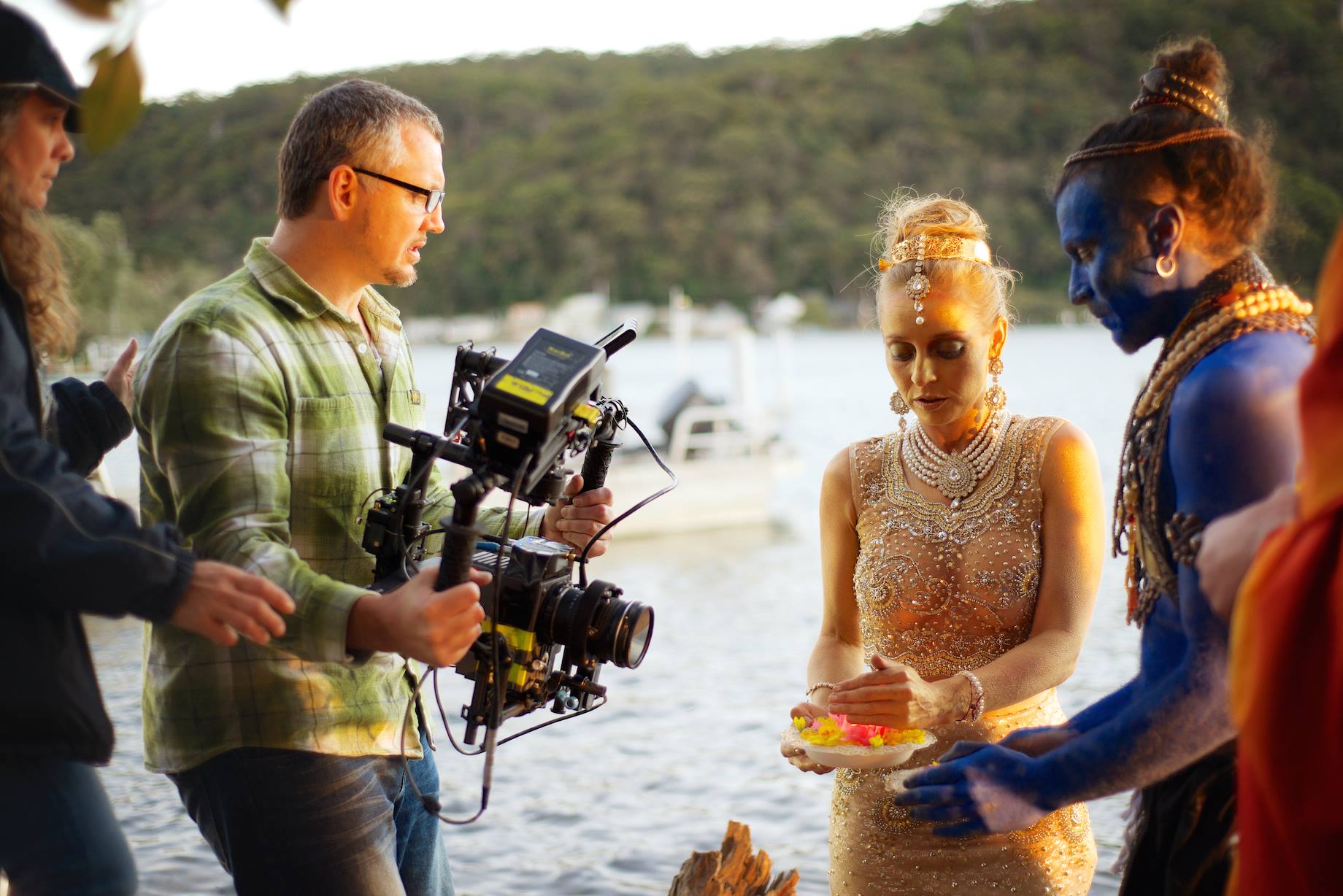 Director Lliam Worthington on the set of 'One Less God'