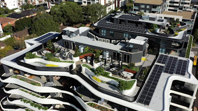 Roof top garden on an apartment complex.