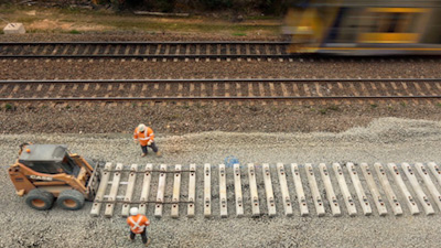 Railway tracks under construction.