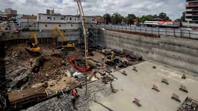 Residential high-rise under construction in Liverpool Sydney