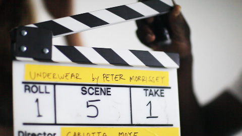 Film clapper board and video production equipment.