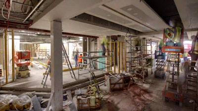 Industrial shop fitout during construction.